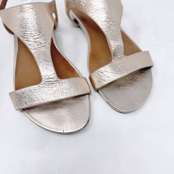 [Gentle Souls] Kenneth Cole Rose Gold Lark Slim T-Strap Open Toe Sandals Sz 9.5M - Picture 8 of 11